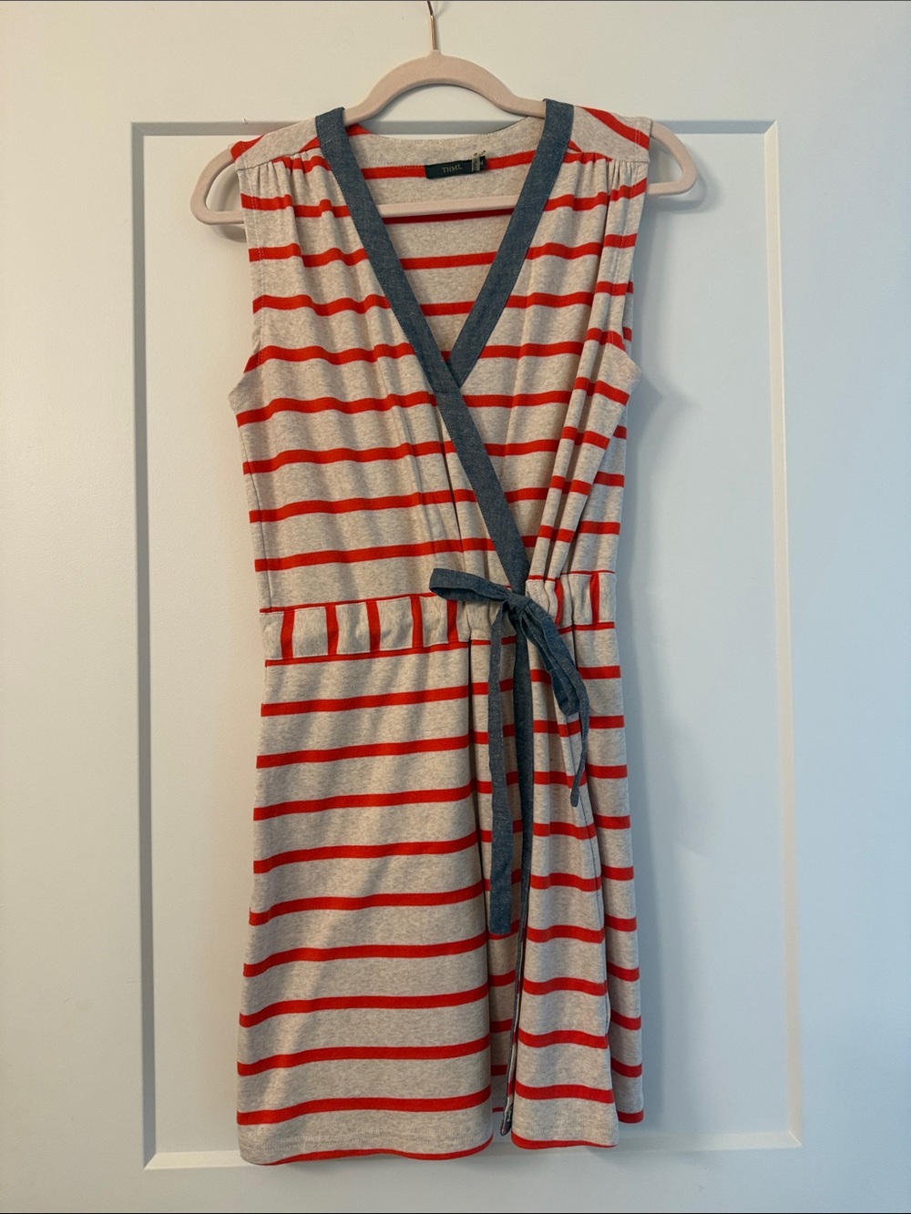 THML Striped Women’s Wrap Dress with Tie